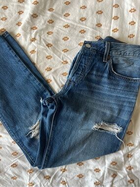 Levi's Blue Straight-Leg Distressed Jeans